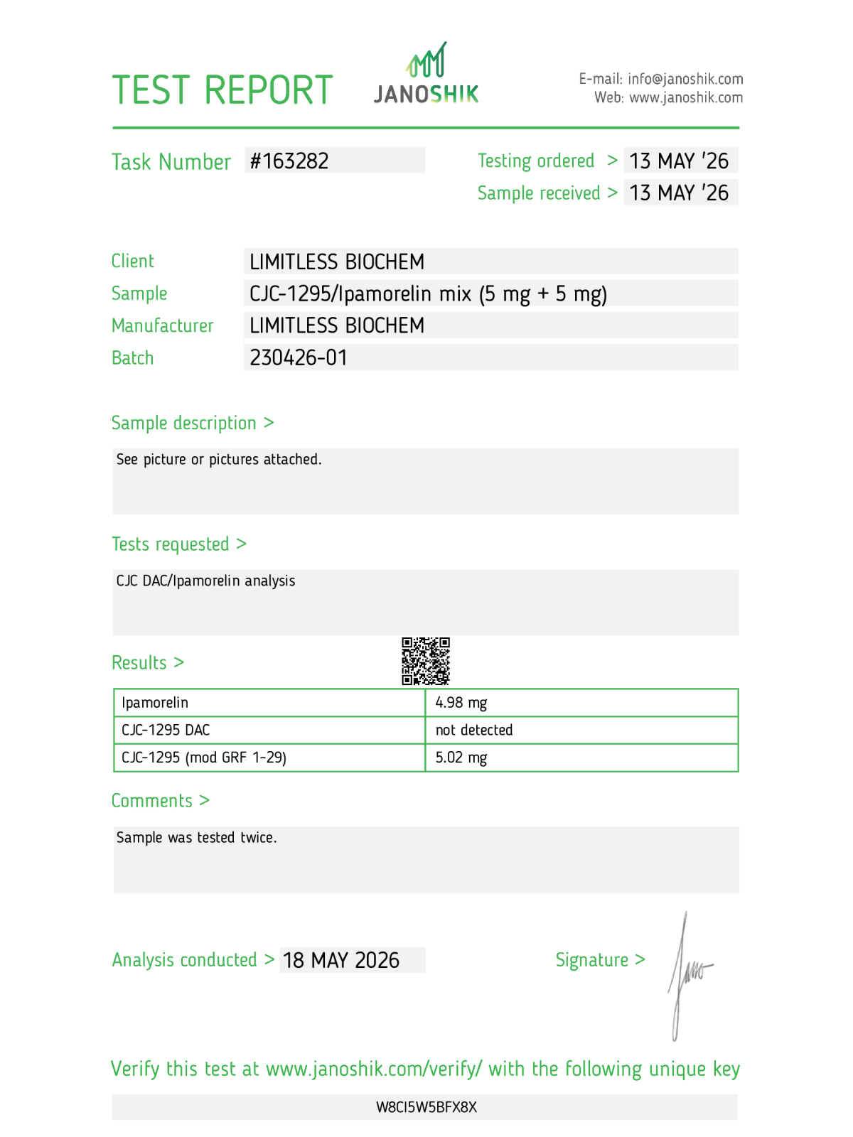 Ipamorelin / CJC-1295 mix 5mg + 5mg