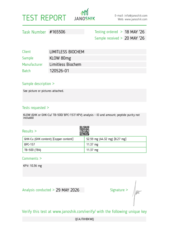 KLOW 80mg – KPV + TB-500 + BPC-157 + GHK-Cu